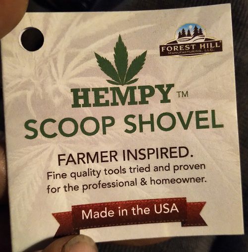 Hang card for Hempy Scoop Shovels that are farmer inspired
