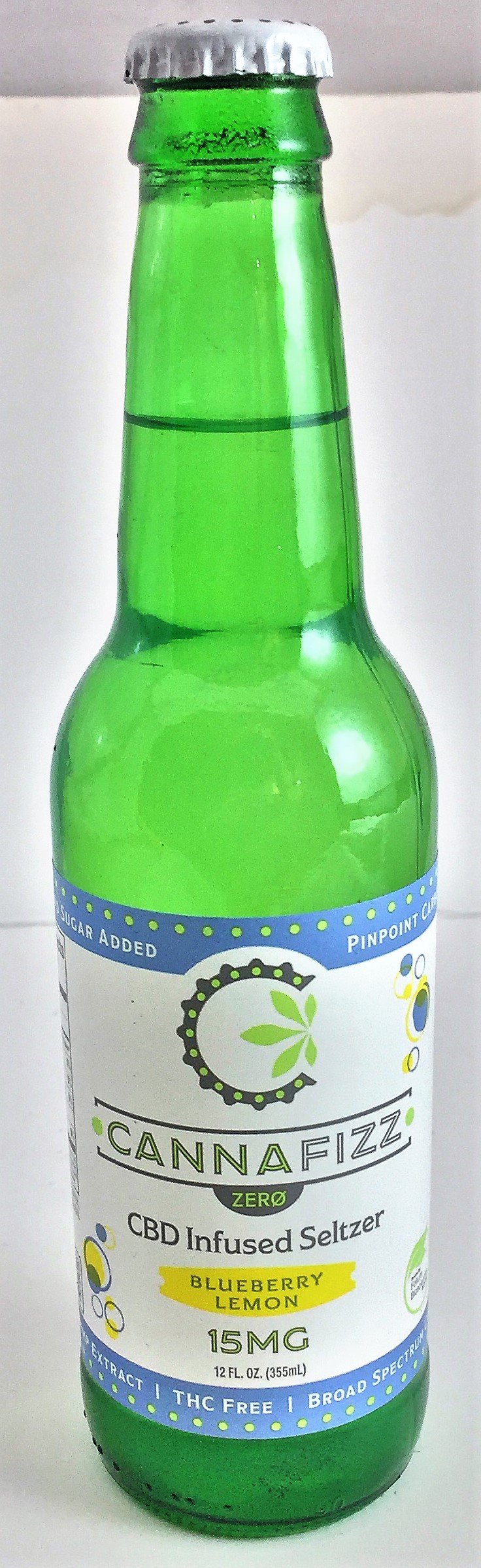 Single Green Bottle of Cannafizz 