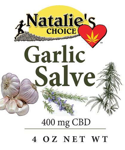 Image of NataliesChoice woman running on hemp seed with garlic image & cannabis images.