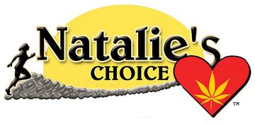 NataliesChoice Brand Logo woman runner sillouette on hemp seed running toward red heart with yellow sun in back.