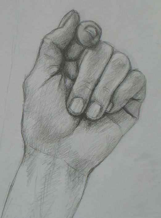 Skin needs protected with Good Hemp Salve all natural dry skin and more. Charcoal image of hand with middle finger and pointer finger and pinky in towards palm.