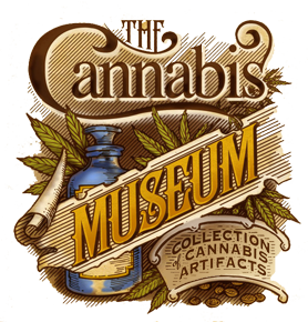 Cannabis Museums logo in brown and green and blue.