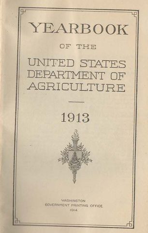 Black and white image of book plate USDA 1913 Yearbook printed front page of scanned book plate