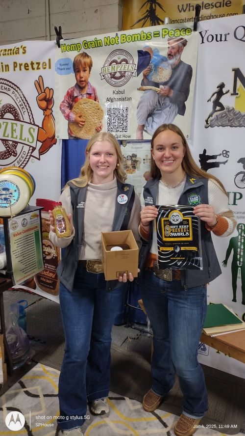 Future farmers auction off Hempzels Pretzels and Mustard to understand the benefit of the grain.