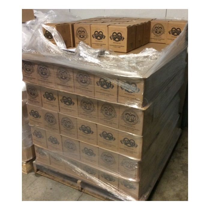 one wrapped pallet of mustard 254 stacked up in cold storage