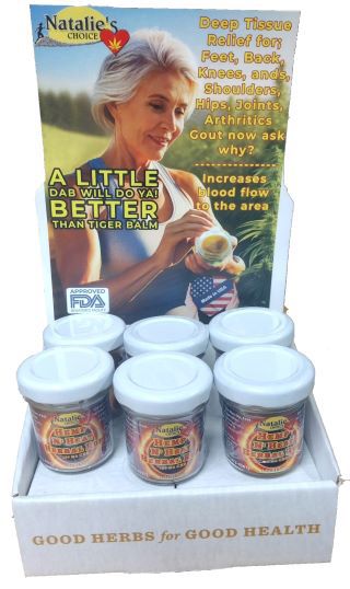 Quality of life and it's time to un stiffen those joints & muscles with Hemp N Heat Herbal Salve Small point of purchase display for our quality of life products for wholesale or retail direct.