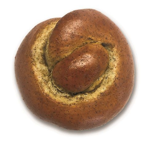 Single High Protein Soft Pretzel Roll by Hempzels(tm) looking down on the round roll.